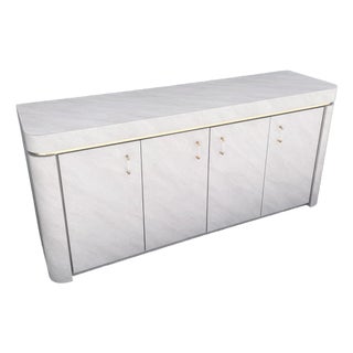 Postmodern Lavender Textured Laminate Credenza With Gold Accent For Sale