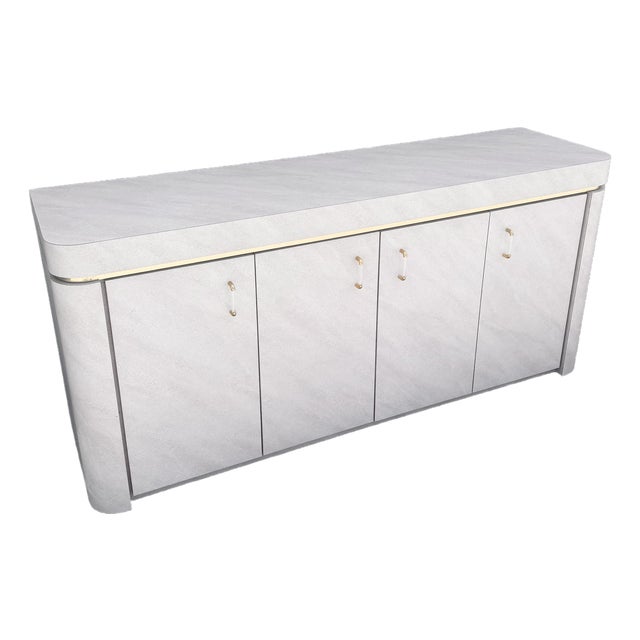 Postmodern Lavender Textured Laminate Credenza With Gold Accent For Sale
