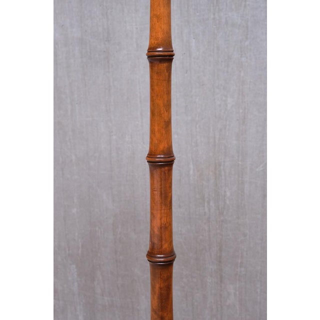 1940s Swedish Modern Birch Faux Bamboo Floor Lamp with Ivory Adjustable Shade, 1940s For Sale - Image 5 of 16