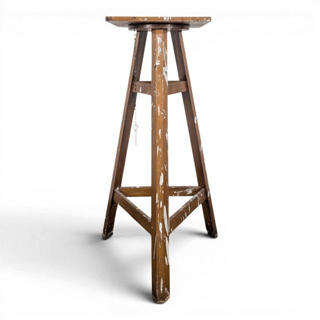 Mid-Century Oak Sculptor's Stand For Sale - Image 5 of 5