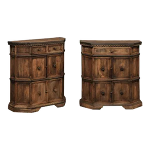 Mid 20th Century Pair "Skinny" Wooden Console Cabinets, Italy