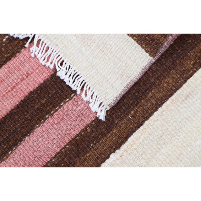 Cream 1970s Antique Cream Striped Small Rug For Sale - Image 8 of 9