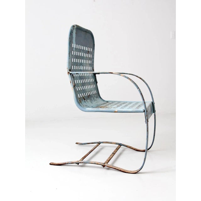 Sky Blue Mid-Century Metal Patio Chair For Sale - Image 8 of 9