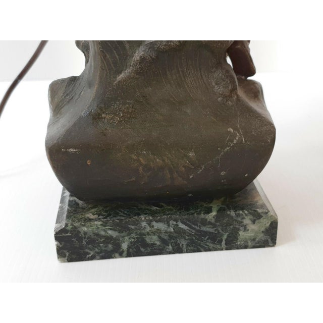 Green Art Deco Metal and Marble Fisherman's Lamps, 1940s, Set of 2 For Sale - Image 8 of 11