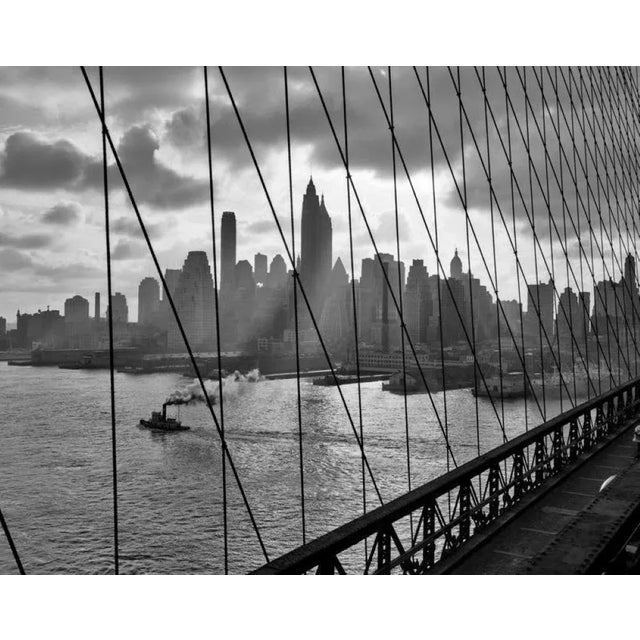Brooklyn bridge tug boat (1953) silver gelatin fibre print - oversized (photo by h. Armstrong roberts) downtown skyline...