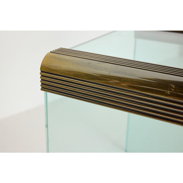 Tempered Glass and Bronze Waterfall Accent Table For Sale - Image 12 of 12