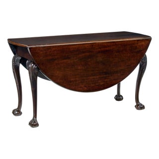 Antique Carved Mahogany Drop Leaf Table, 1780 For Sale