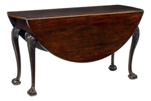 Antique Carved Mahogany Drop Leaf Table, 1780