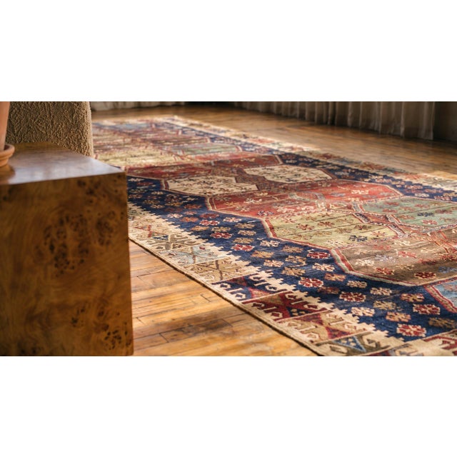 Textile 1850s Multicolor Geometric Kilim Antique Turkey Rug Flat Weave Rug 5'0" X 10'8" Wool Carpet For Sale - Image 7 of 8