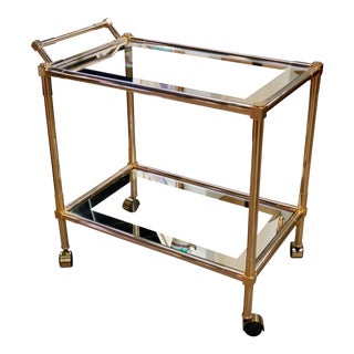 Vintage Brass Bar Cart For Sale