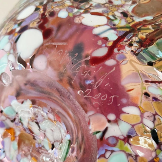 Purple Vibrant Mouth Blown Art Glass Vase in Purple Signed by Artist John Gerletti For Sale - Image 8 of 9