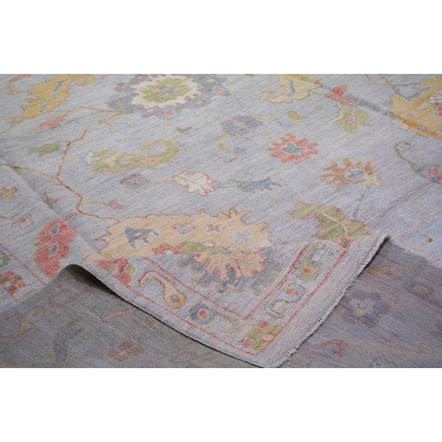 New Moroccan Oushak Professional Hand Knotted Wool Rug, 10x14 For Sale - Image 4 of 5