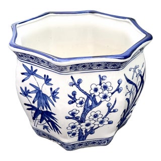 Large Blue and White Chinese Porcelain Planter For Sale