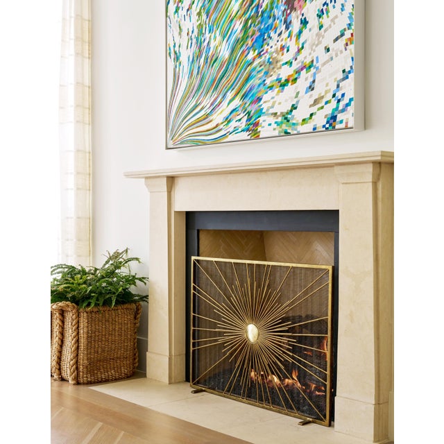 Not Yet Made - Made To Order Tobacco Sunburst Fireplace Screen For Sale - Image 5 of 12