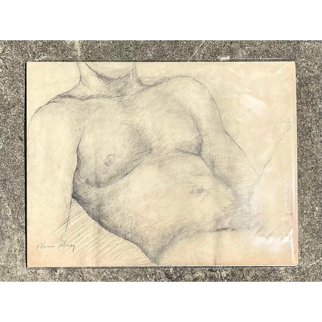 Vintage Original Nude Male Sketch For Sale - Image 10 of 12