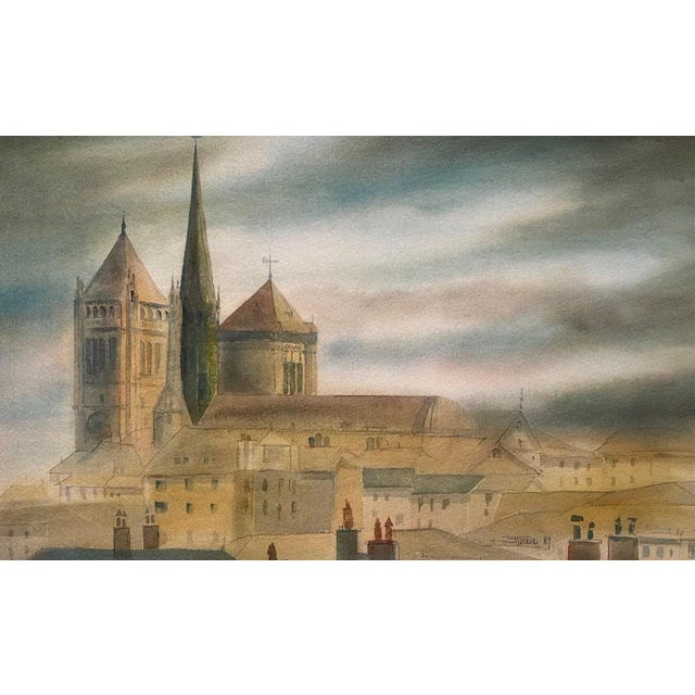 Jacques Tornare, Saint Pierre Cathedral, Geneva, Watercolor, 1989 For Sale - Image 7 of 7