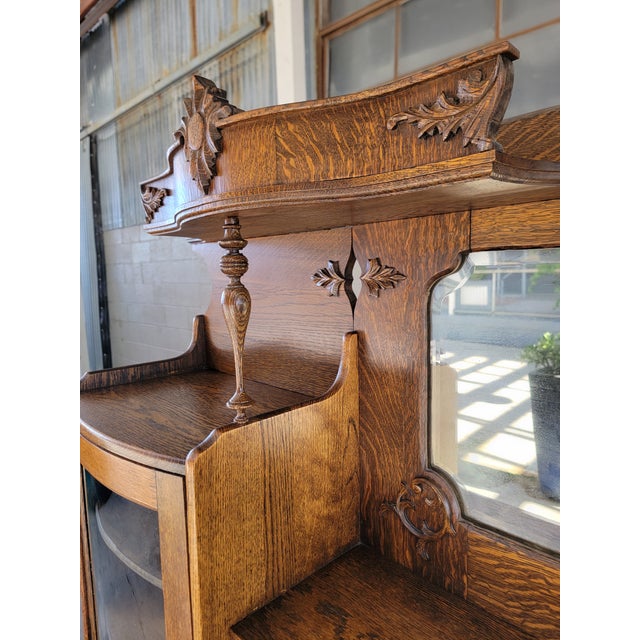 Antique Side by Side Desk, Display and Storage Cabinet. Tiger Oak Circa. 1900 For Sale - Image 4 of 18