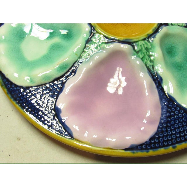 Antique English Majolica Oyster Plate For Sale - Image 9 of 13