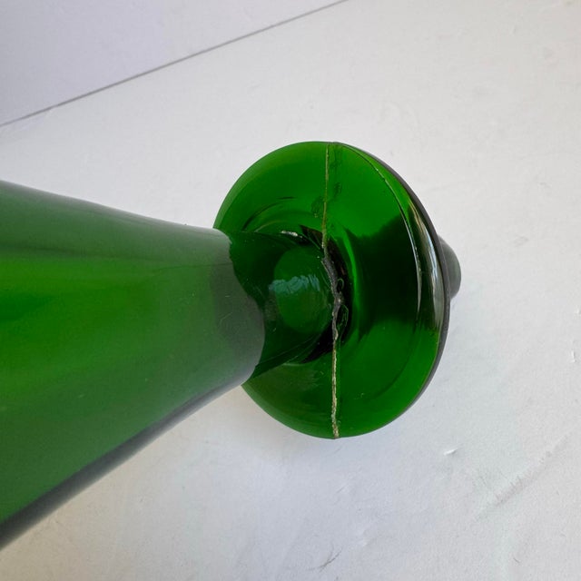 Empoli Genie Bottle Green XL 29" MCM Italian Art Glass Made in Italy Attributed For Sale - Image 6 of 12