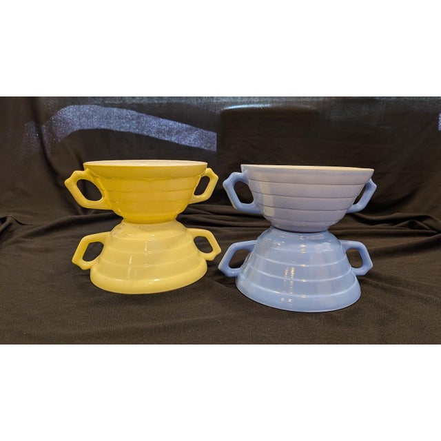 A beautiful, perfectly balanced 4-piece set of vintage double-handled cream soup bowls from the 1940s, manufactured by the...