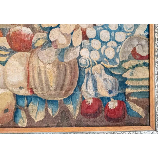 17th or 18th Century French Flemish Aubusson Tapestry Still Life Fragment in Frame For Sale - Image 11 of 12