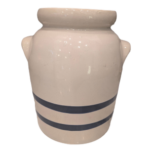 Vintage Robinson Ramsbottom Crock 4 Qt Stoneware With Blue Stripes