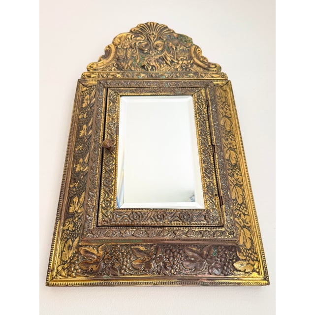 Antique Victorian Wall Cabinet with Beveled Mirror and Brush, Late 19th Century For Sale - Image 6 of 17