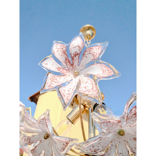 Art Nouveau Exquisite Mid-Century Murano Glass Floral Chandelier, 1970s For Sale - Image 3 of 7