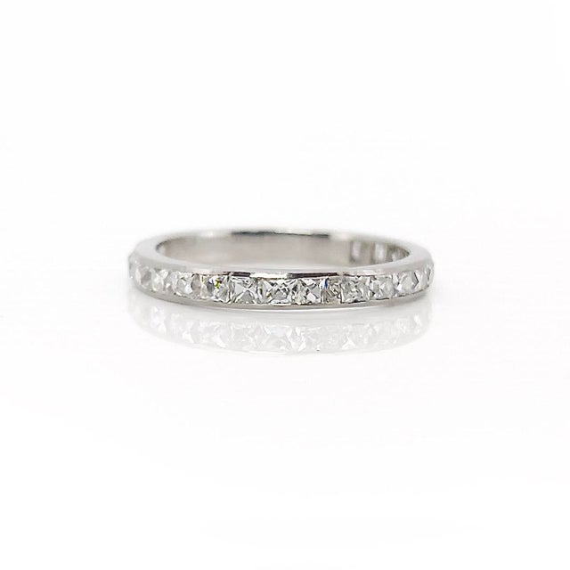 1920s Art Deco Platinum French Cut Diamond Ring, 0.90 Ct, Size 6.75 For Sale In Los Angeles - Image 6 of 13