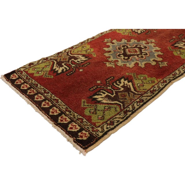 Vintage Turkish Yastik Rug, 1'8 x 3'2. With its beguiling beauty and traditional style, this hand-knotted wool vintage...