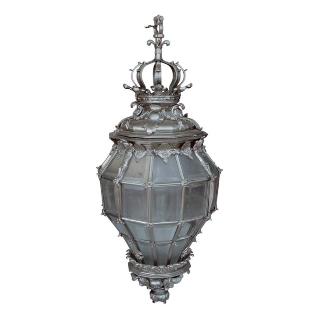 Neoclassical Victorian Silver-Plated Lantern Hall Light For Sale