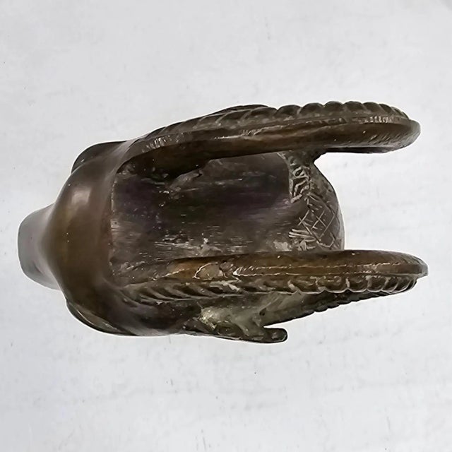 Metal Vintage Horned Serpent Ram Goat Head Finnial Candle Snuffer Brass Pima Story For Sale - Image 7 of 9