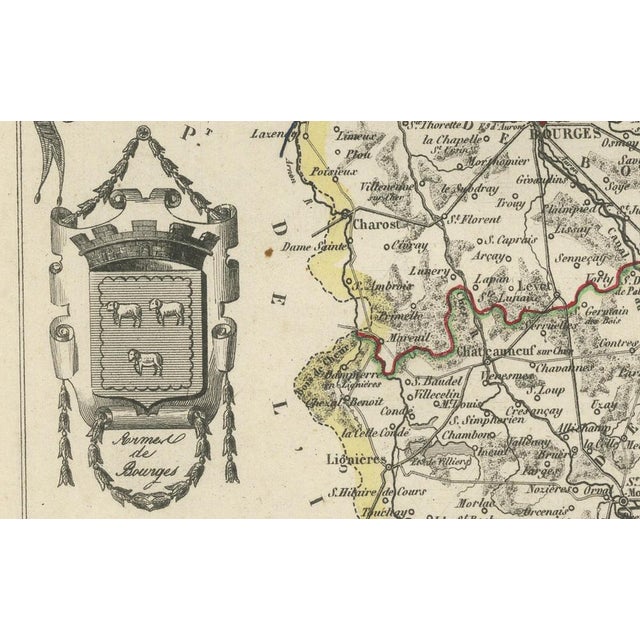 Map of Cher France with Bourges, 1850 For Sale - Image 6 of 10