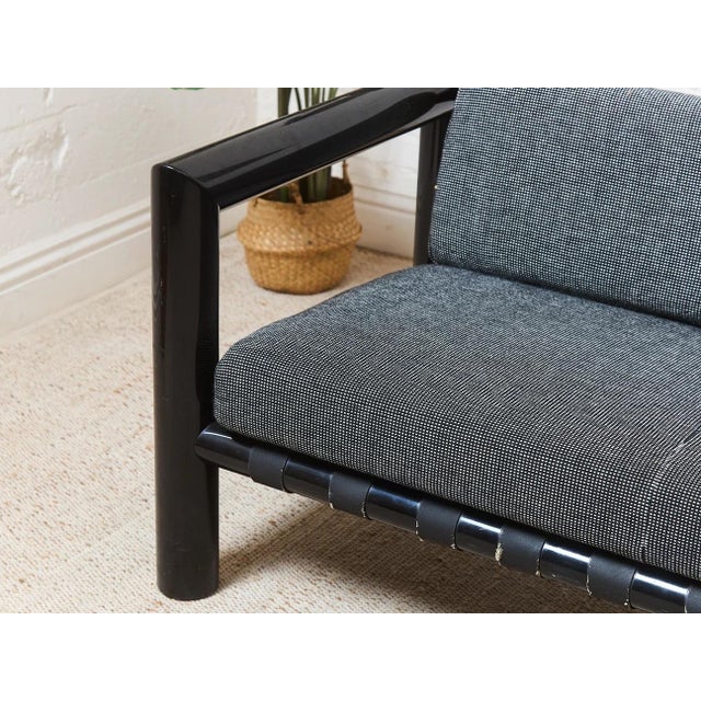 Black Vintage 1970s Black Lacquered Sofa For Sale - Image 8 of 12