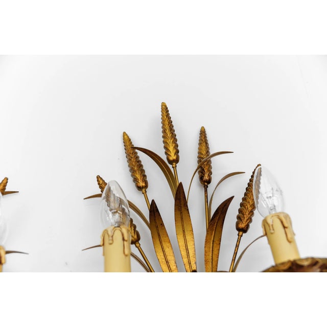 Hollywood Regency Double Wheat Wall Lights by Hans Kögl, Germany, 1970s , Set of 2 For Sale - Image 9 of 12