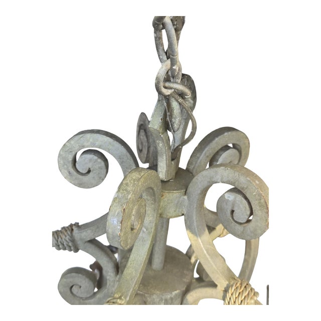 Early 20th Century Wrought Iron Chandelier 36" For Sale - Image 11 of 11