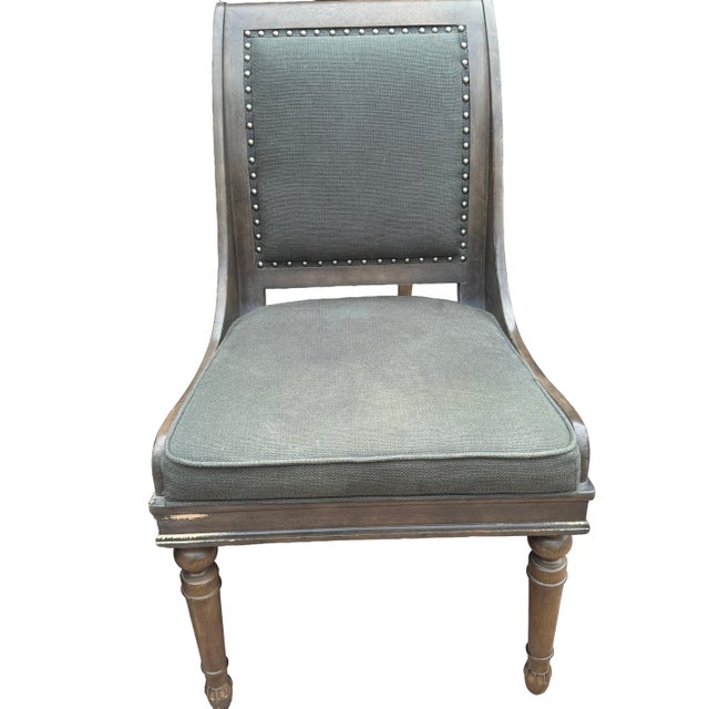 Bernhardt Set of Six Transitional Walnut Dining Chairs With Charcoal Upholstery For Sale - Image 14 of 14