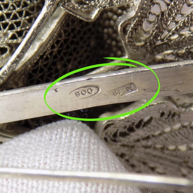 1980s Vintage Italian Handmade Silver Rose-Shaped Brooch in Silver Filigree, Genoa, 1980s For Sale - Image 5 of 15