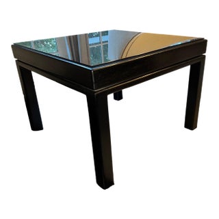 Vintage Espresso Square Side Table Attributed to John Stuart For Sale