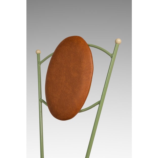 Set of Two (2) Mid-Century Modern Italian Outdoor Patio / Bistro Chairs in Wrought Iron & Vinyl, Usa, C. 1960s For Sale - Image 15 of 18