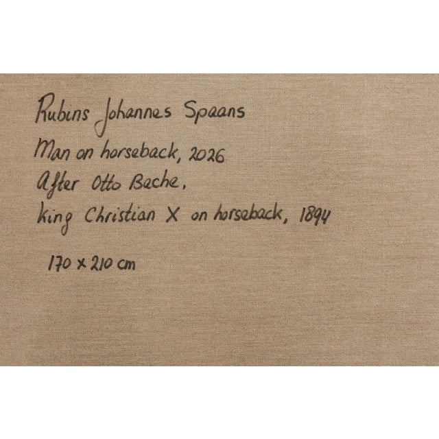 Man on Horseback Oil Painting, Large Equestrian Portrait Painting 170 X 210 Cm For Sale - Image 11 of 11