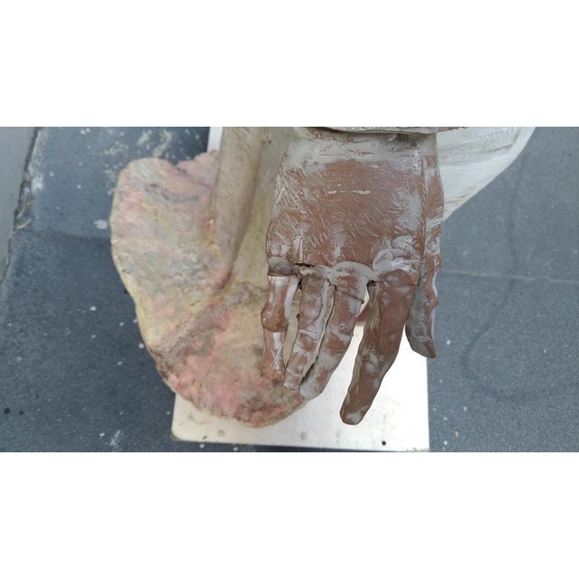 Maurizio Zurla Crema, Figurative Sculpture, 1970s, Polychrome Terracotta on Wood Base For Sale - Image 12 of 15