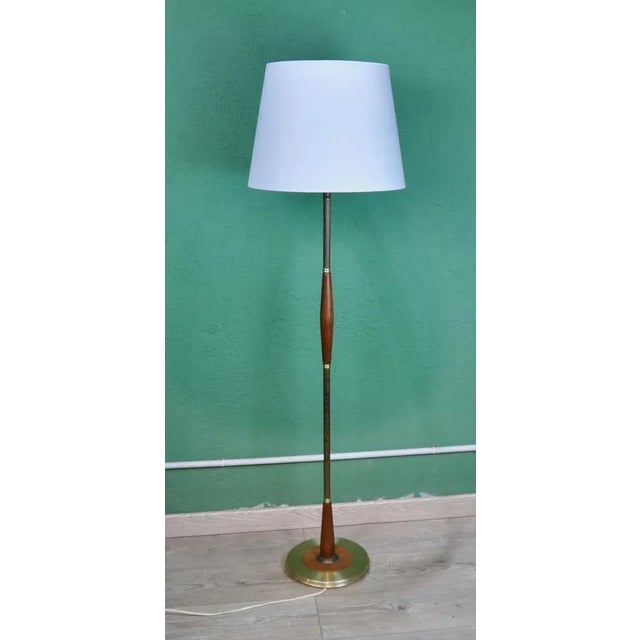 Brown Danish Gold Metal Floor Lamp, 1960s For Sale - Image 8 of 11