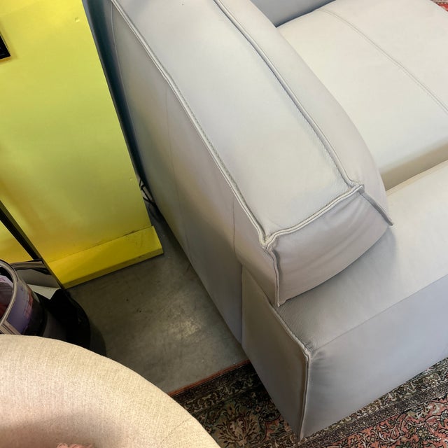 2020s Extra Wide Gray Smooth Leather Swivel Arm Chair For Sale - Image 5 of 6