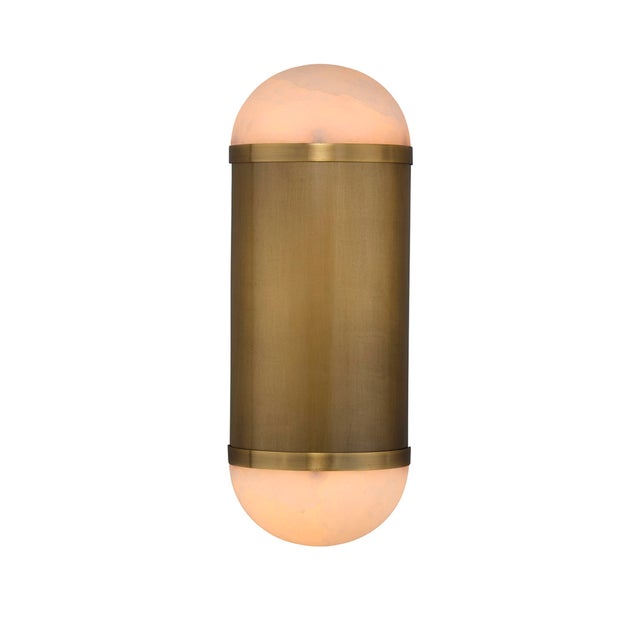 2020s Jamie Young Remedy Wall Sconce in Alabaster and Antique Brass For Sale - Image 5 of 9