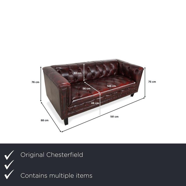Chesterfield Three-Seater Sofas in Leather, Set of 2 For Sale - Image 3 of 18