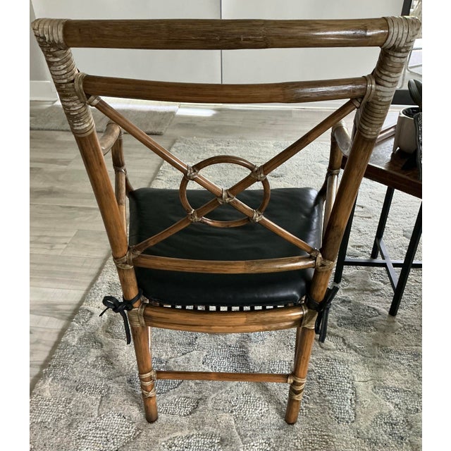 Authentic McGuire Target/ Side Chair/Desk Chair. Bamboo and rattan with Leather Bindings. Black Leather Seat. Works in...
