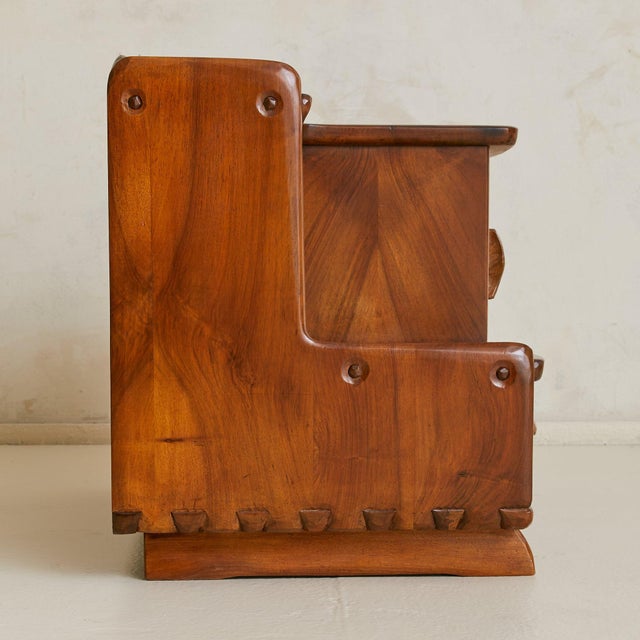 Modern Swiss Carved Elm Nightstand Attributed to Franz Xaver Sproll, 1950s For Sale - Image 3 of 11