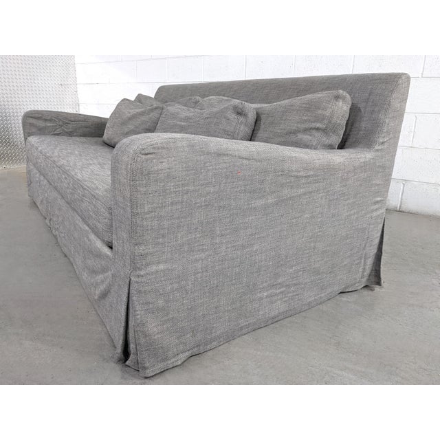 Restoration Hardware Belgian Slope Arm Linen Slipcover Sofa Chairish