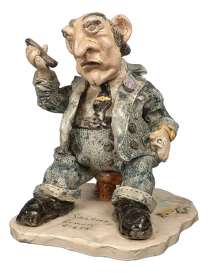 Vintage Scalfaro Ceramic Humorous Political Figure by Maiorana Giuseppe, 1960s